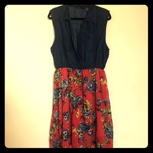 Cute Blue and Red Flower Dress